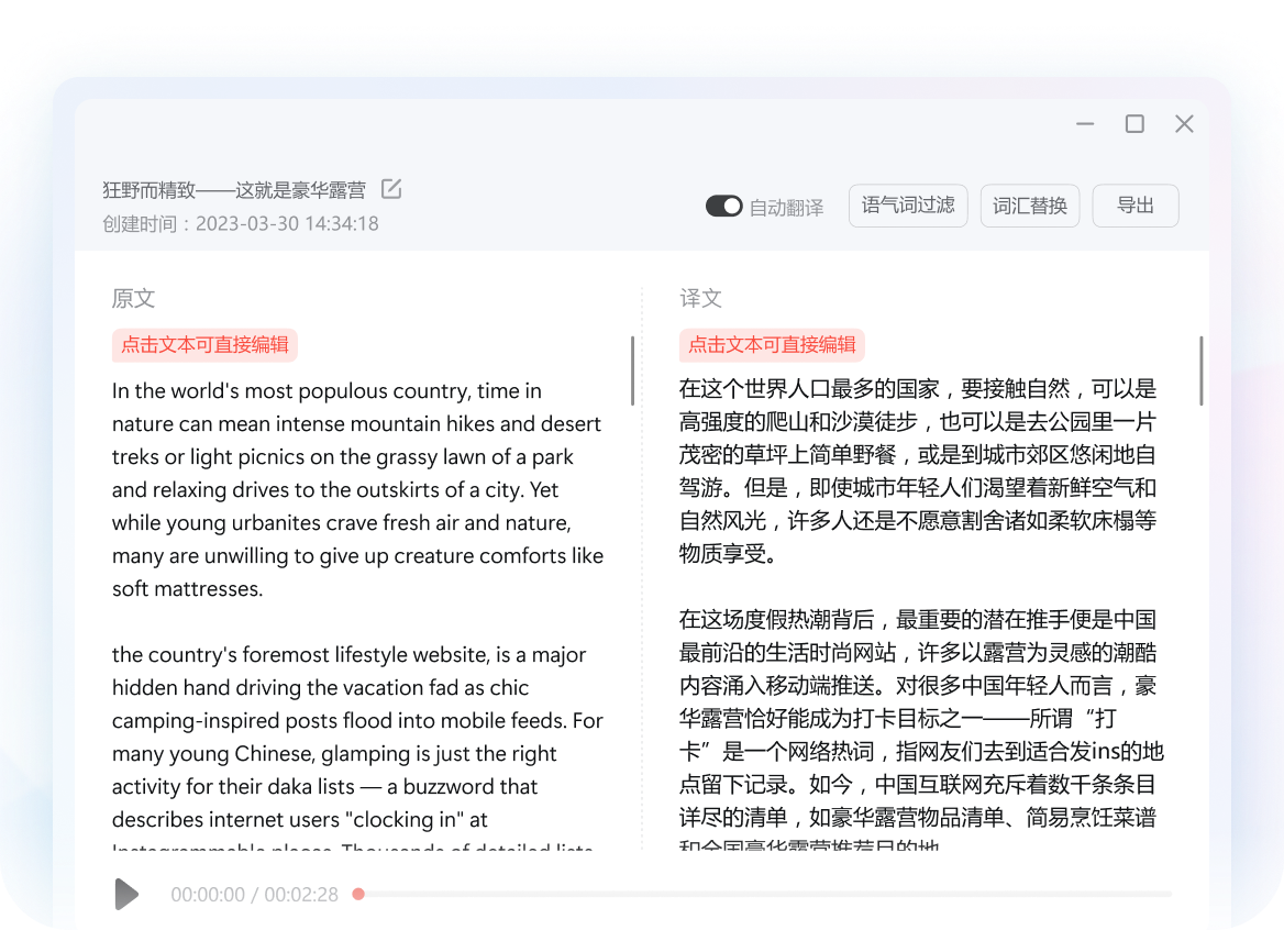 音频翻译功能界面演示图